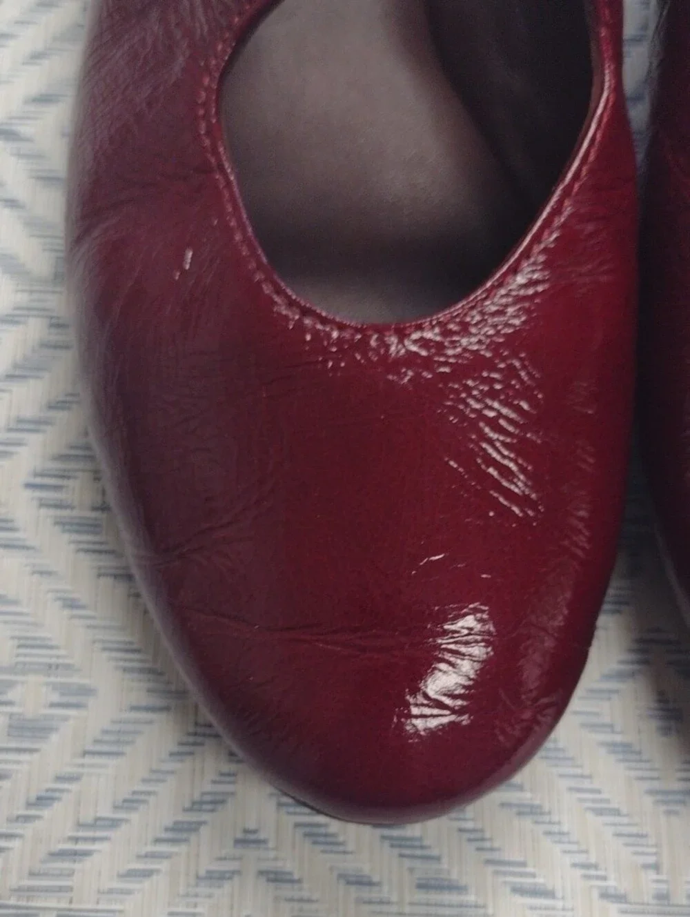 Women's Burgundy Mary Jane Flats with Decorative Buckle